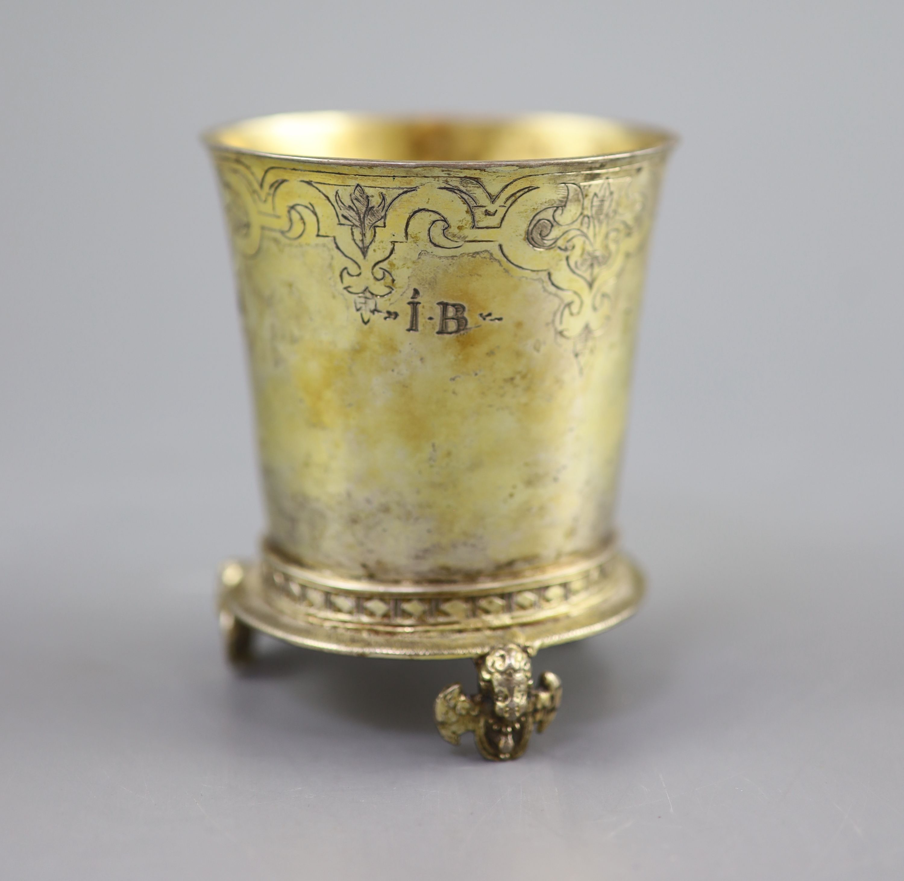 An early 17th century Swiss? silver gilt beaker